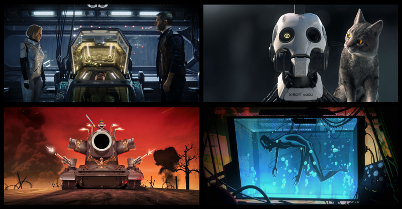 Four of the shorts in Love, Death, & Robots